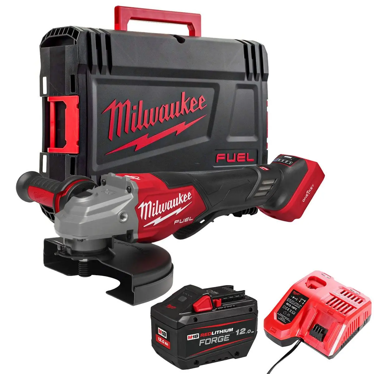Milwaukee M18fhsago180vxpdb2-0X 18V M18 Angle Grinder With 1 X 12.0Ah Battery Charger & Case 1