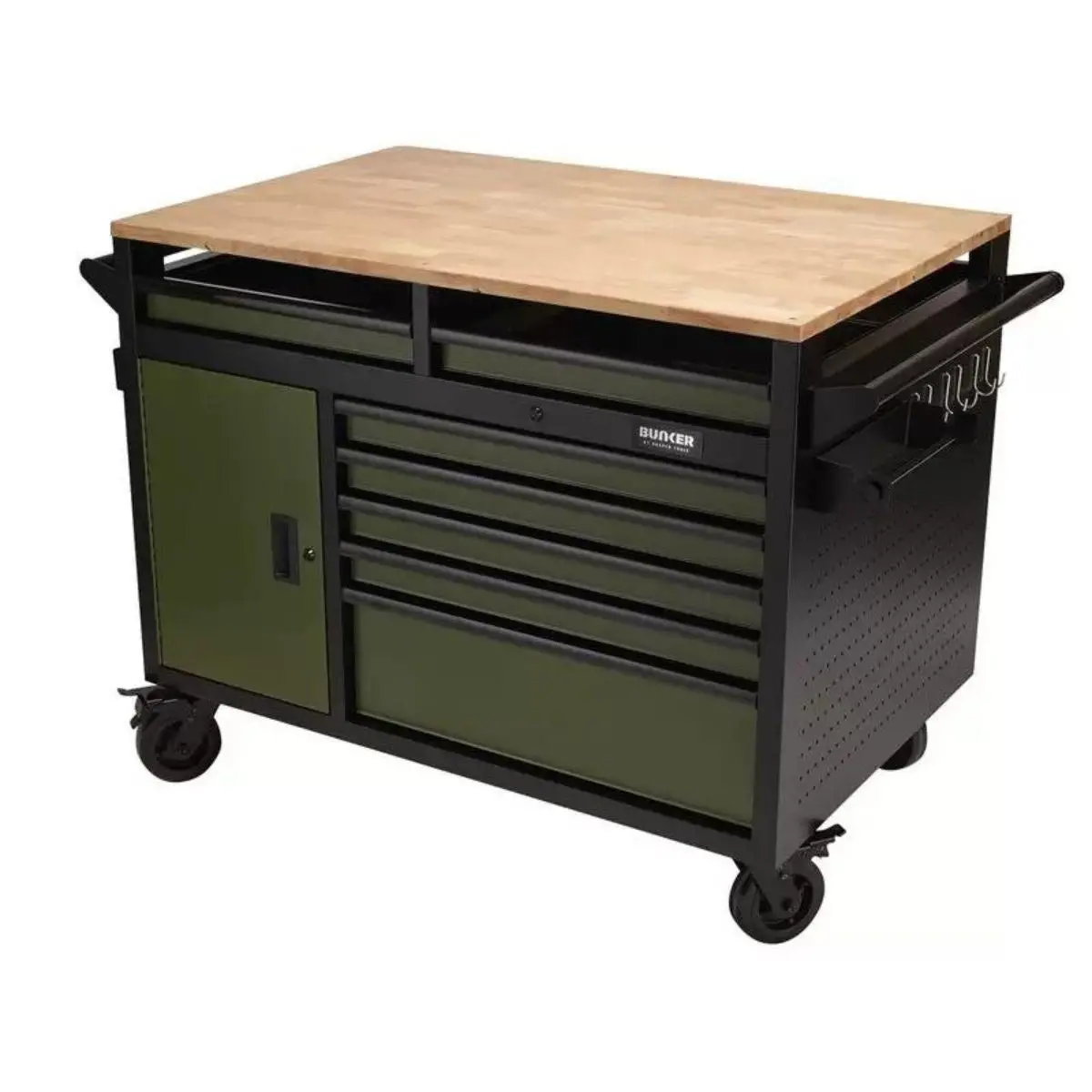 Draper B100-48Mtgr Bunker 48" Multi-Functional Workbench Roller Tool Cabinet 14 Drawer Green 08269 1