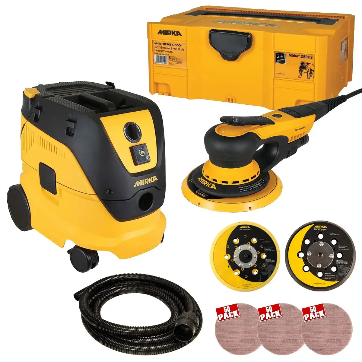 Mirka 1230L Dust Extractor & Deros 5650Cv Orbital Sander 230V Deco Solution Kit 1