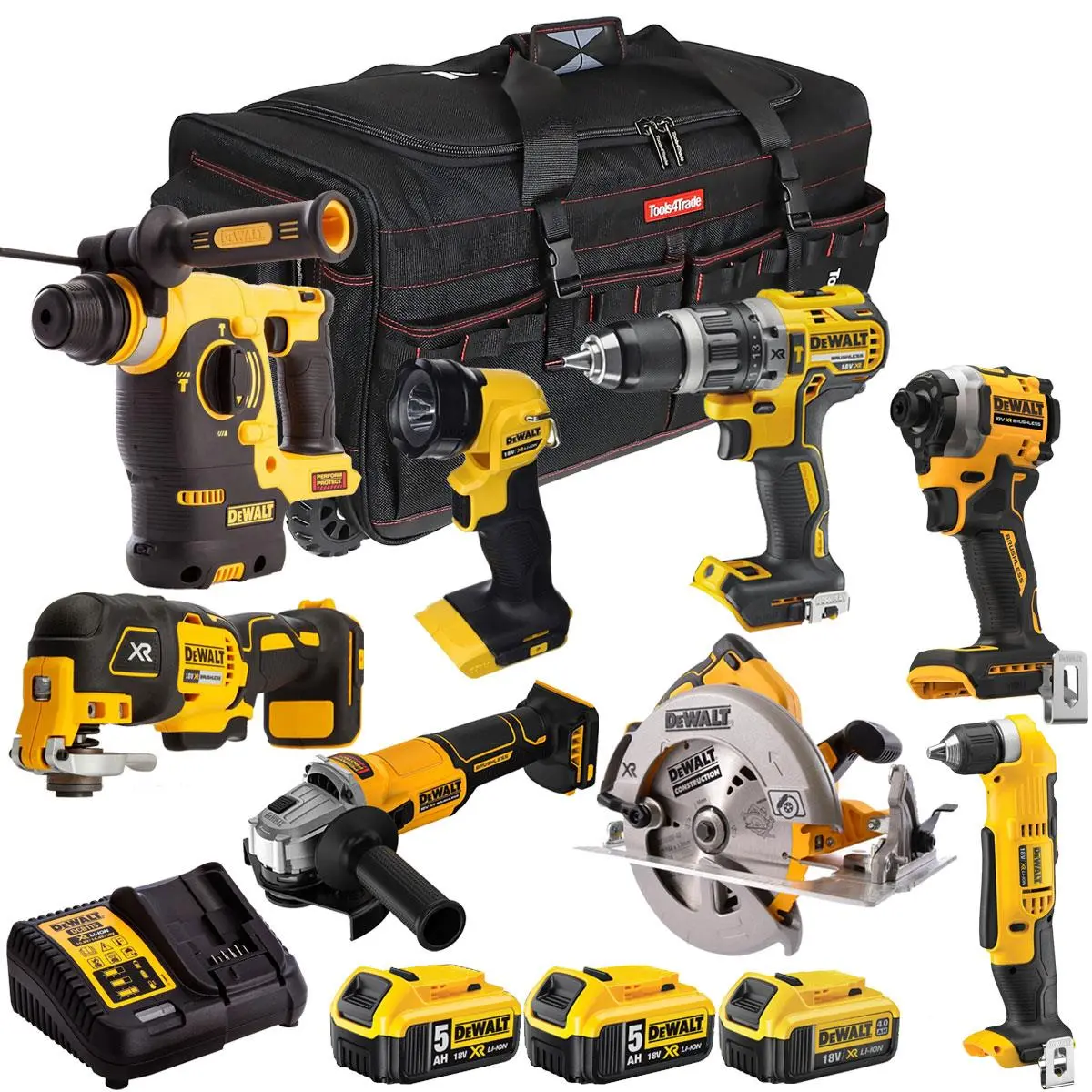 Dewalt 18V 8 Piece Combo Kit With 3 X Batteries & Charger T4tkit-2135 1