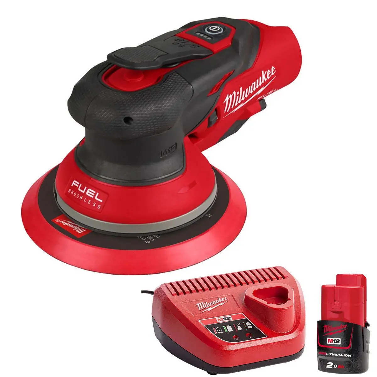 Milwaukee M12fros5-0 12V Fuel Brushless 150Mm Random Orbit Sander With 1 X 2.0Ah Battery & Charger 1