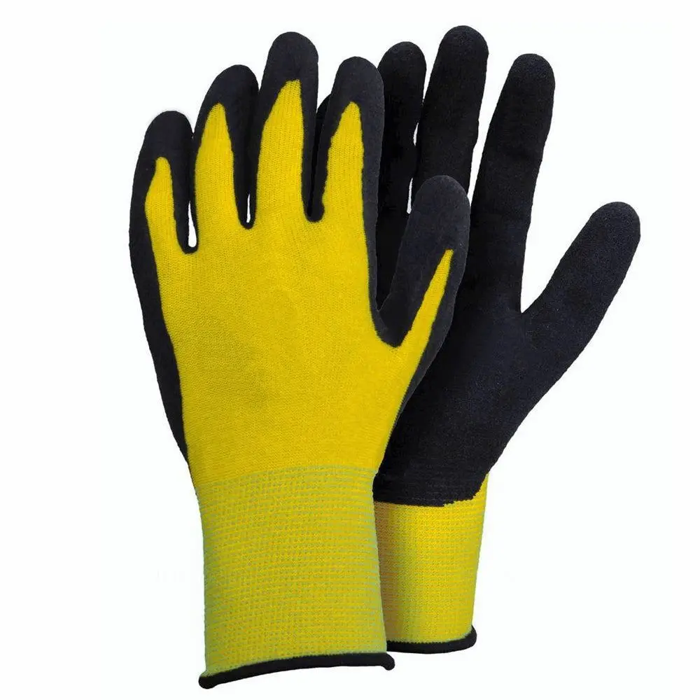 Super Grip Gloves Black/Yellow Large Pack Of 10 1
