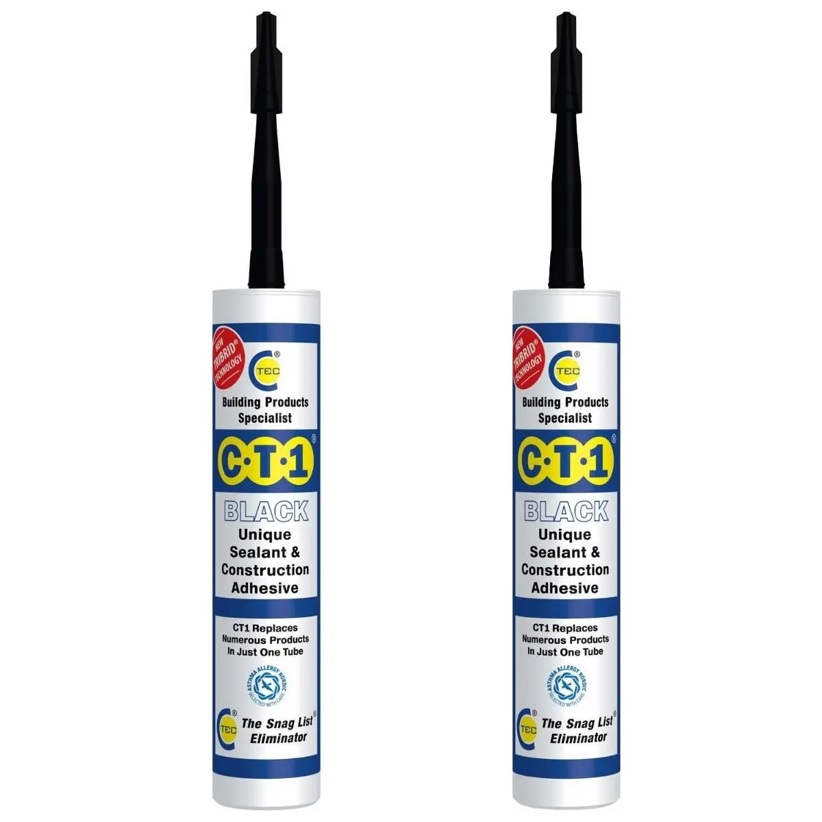C-Tec Ct1 290Ml Unique Sealant & Construction Adhesive Black Pack Of 2 1