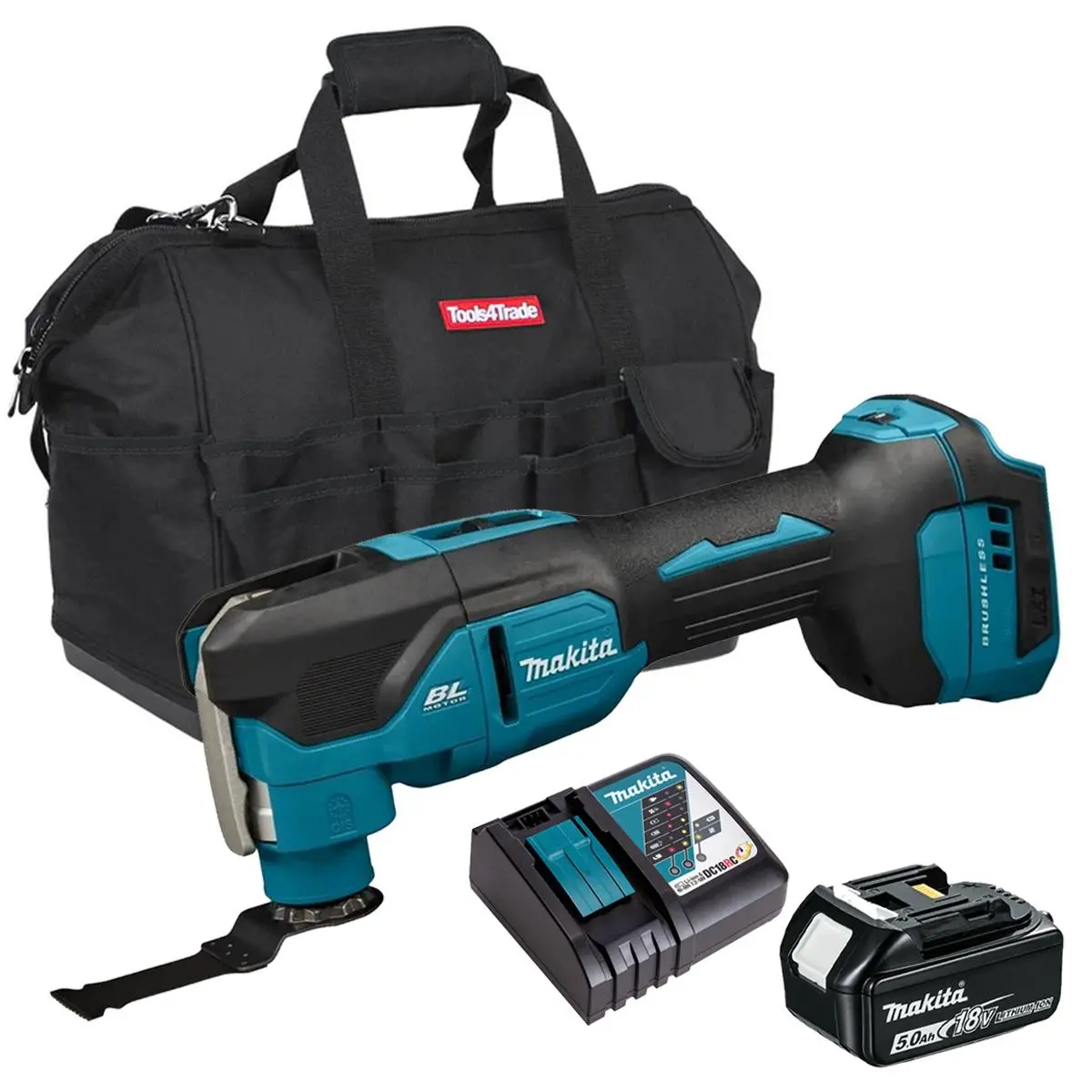 Makita Dtm53z 18V Lxt Brushless Multi Tool With 1 X 5.0Ah Battery Charger & Bag 1