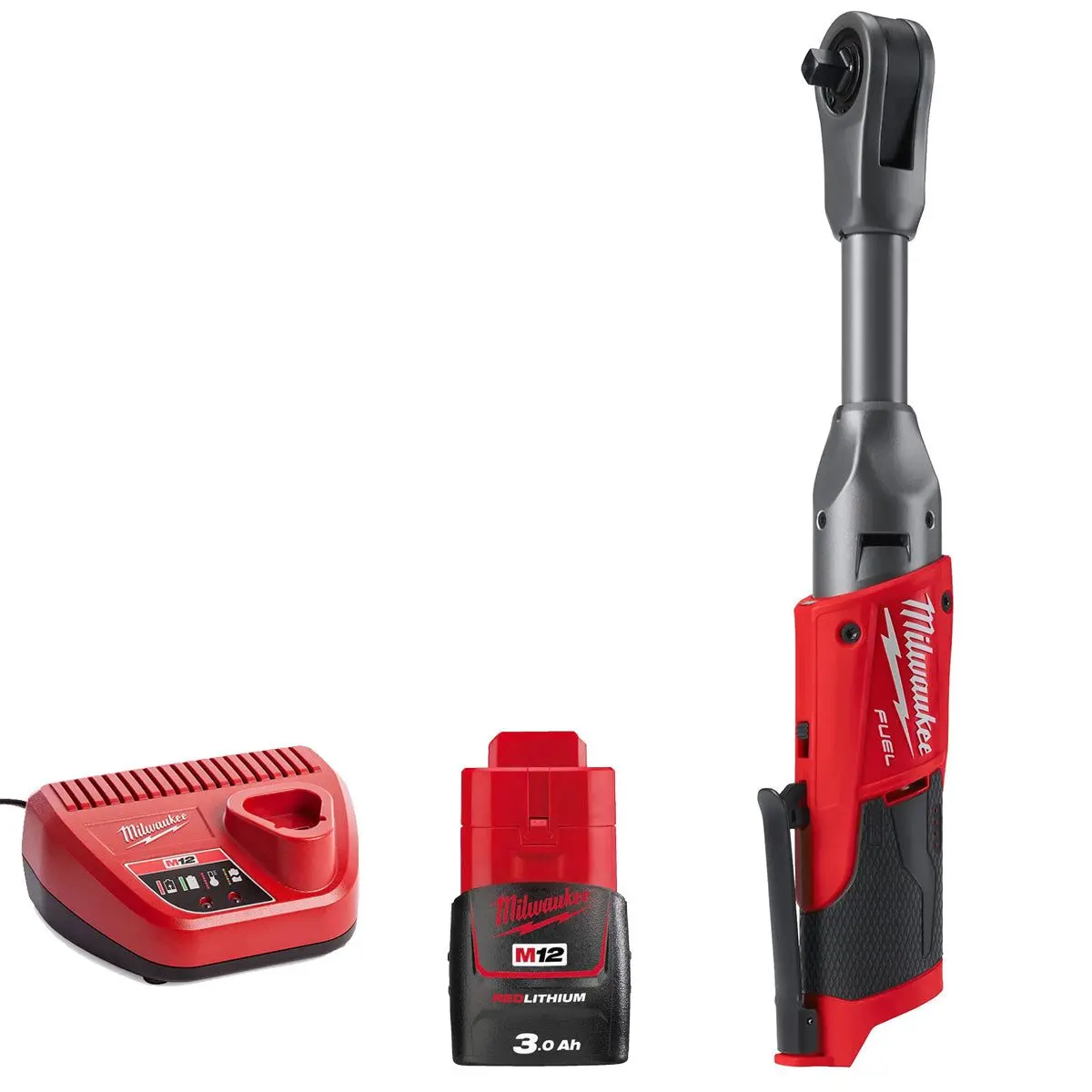 Milwaukee M12fir38lr-0 12V Brushless Long Reach 3/8In Ratchet With 1 X 3.0Ah Battery & Charger 1