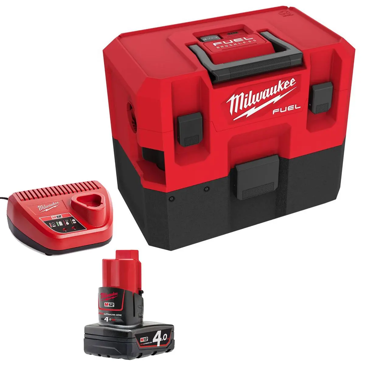 Milwaukee M12fvcl-0 12V Brushless Fuel Wet & Dry Vacuum With 1 X 4.0Ah Battery & Charger 1