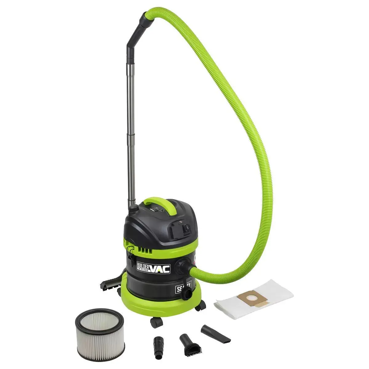 Sealey Pc150bv Buildervac 15L M Class Vacuum Cleaner Wet & Dry With Stainless Steel Drum 1400W/230V 1