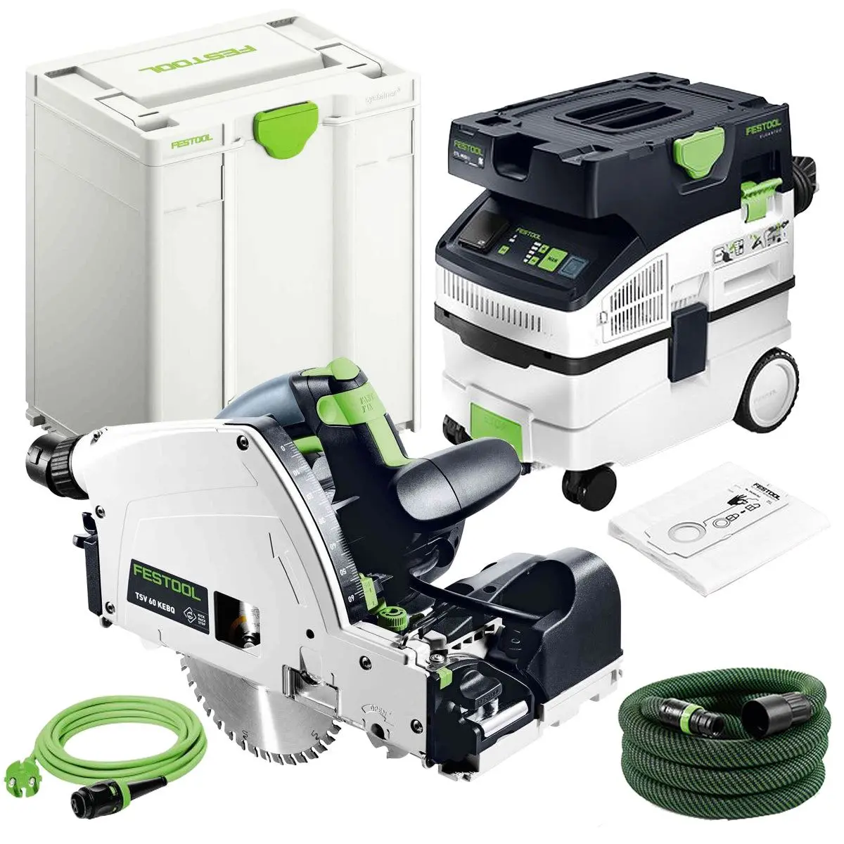 Festool Tsv 60 Kebq-Plus 230V Gb Circular Plunge-Cut Saw - 576733 With Mobile Dust Extractor 578321 1