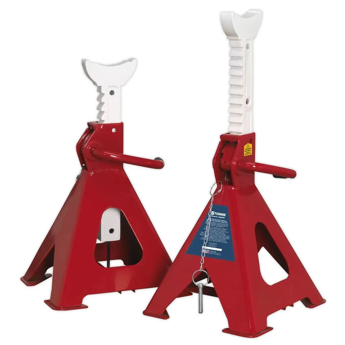 Sealey Aas5000 Auto Rise Ratchet Axle Stands 5 Tonne Capacity Per Stand 1