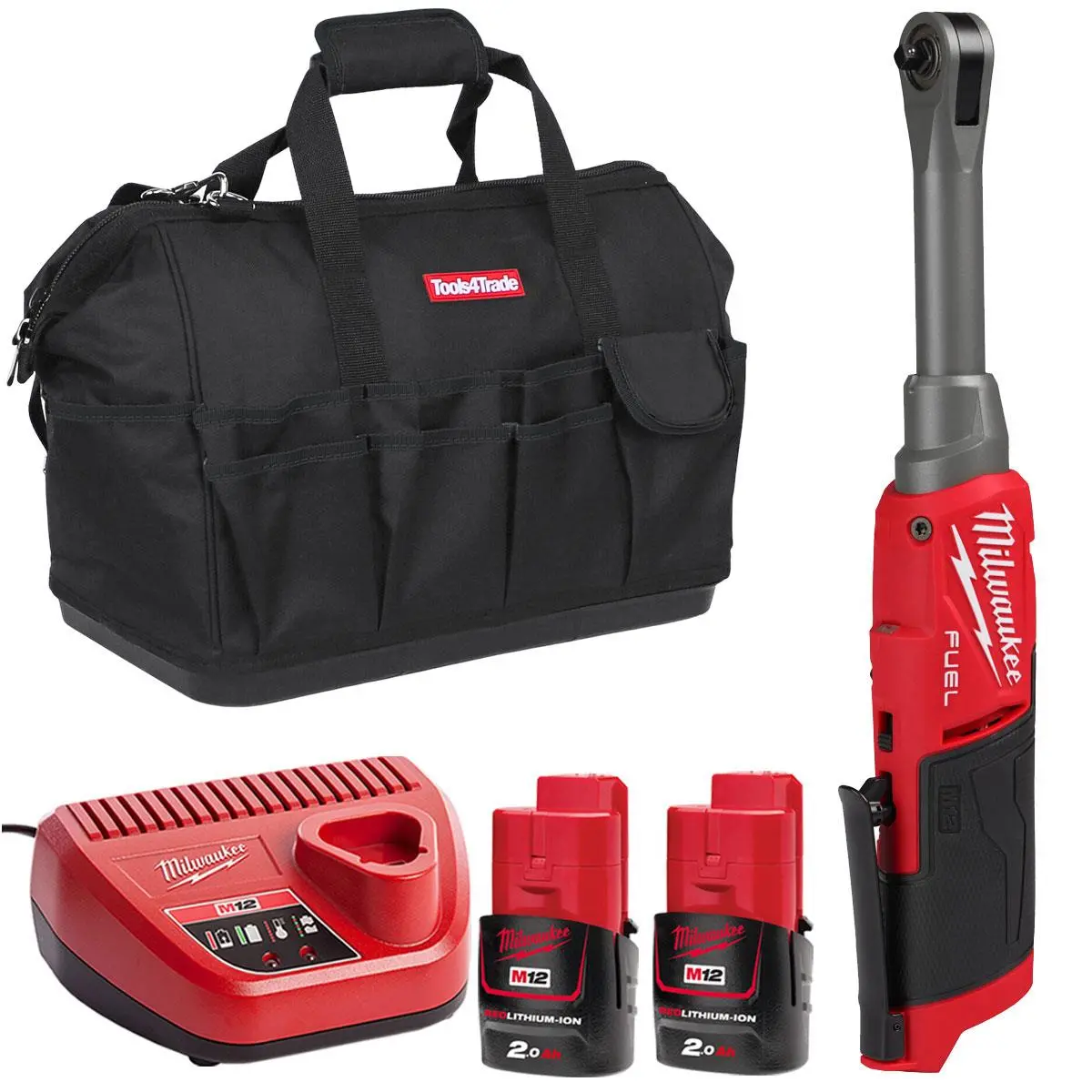 Milwaukee M12fhir14lr-0 12V Brushless 1/4" Ratchet With 2 X 2.0Ah Batteries & Charger In Bag 1