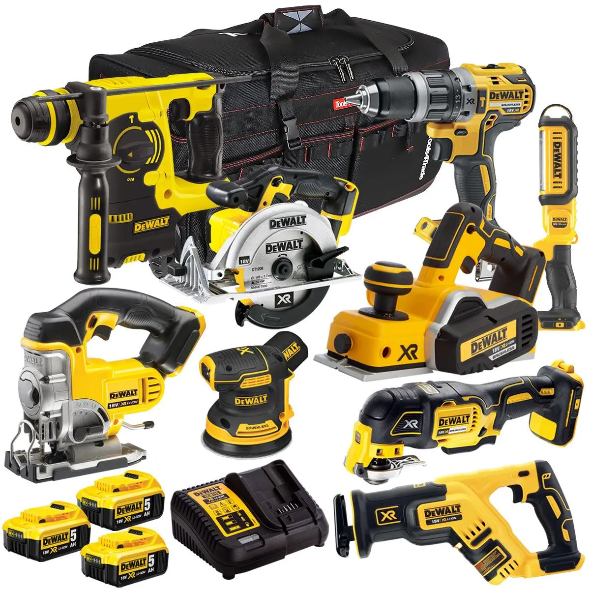 Dewalt 18V 9 Piece Power Tool Kit With 3 X 5.0Ah Battery & Charger T4tkit-9737 1