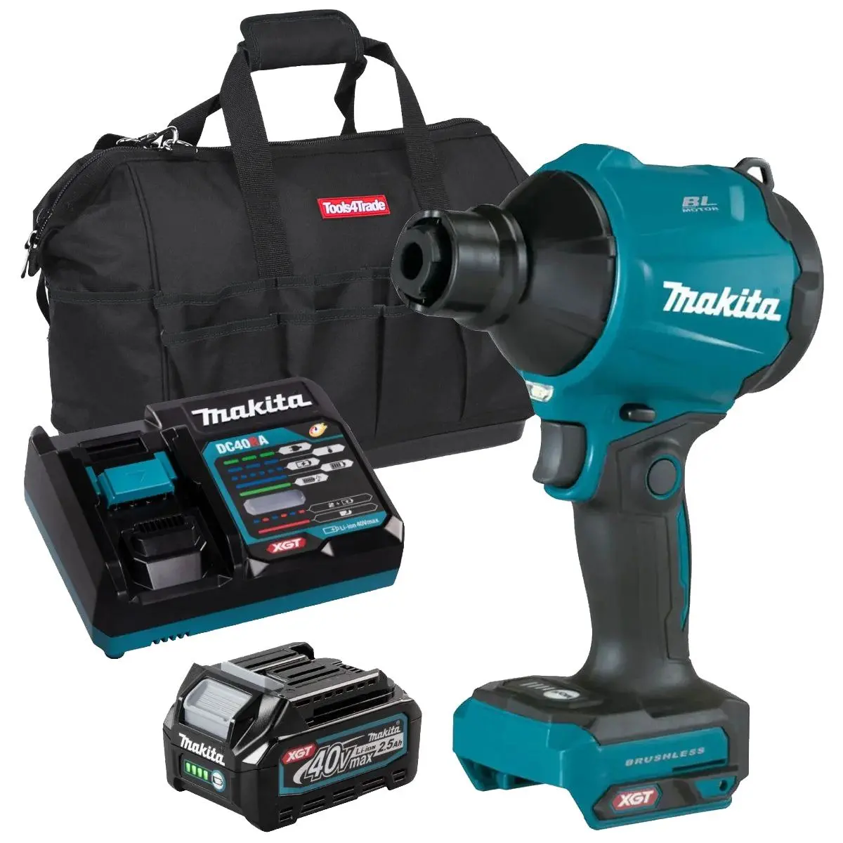 Makita As001gz 40V Brushless Dust Blower With 1 X 2.5Ah Battery, Charger & Bag 1