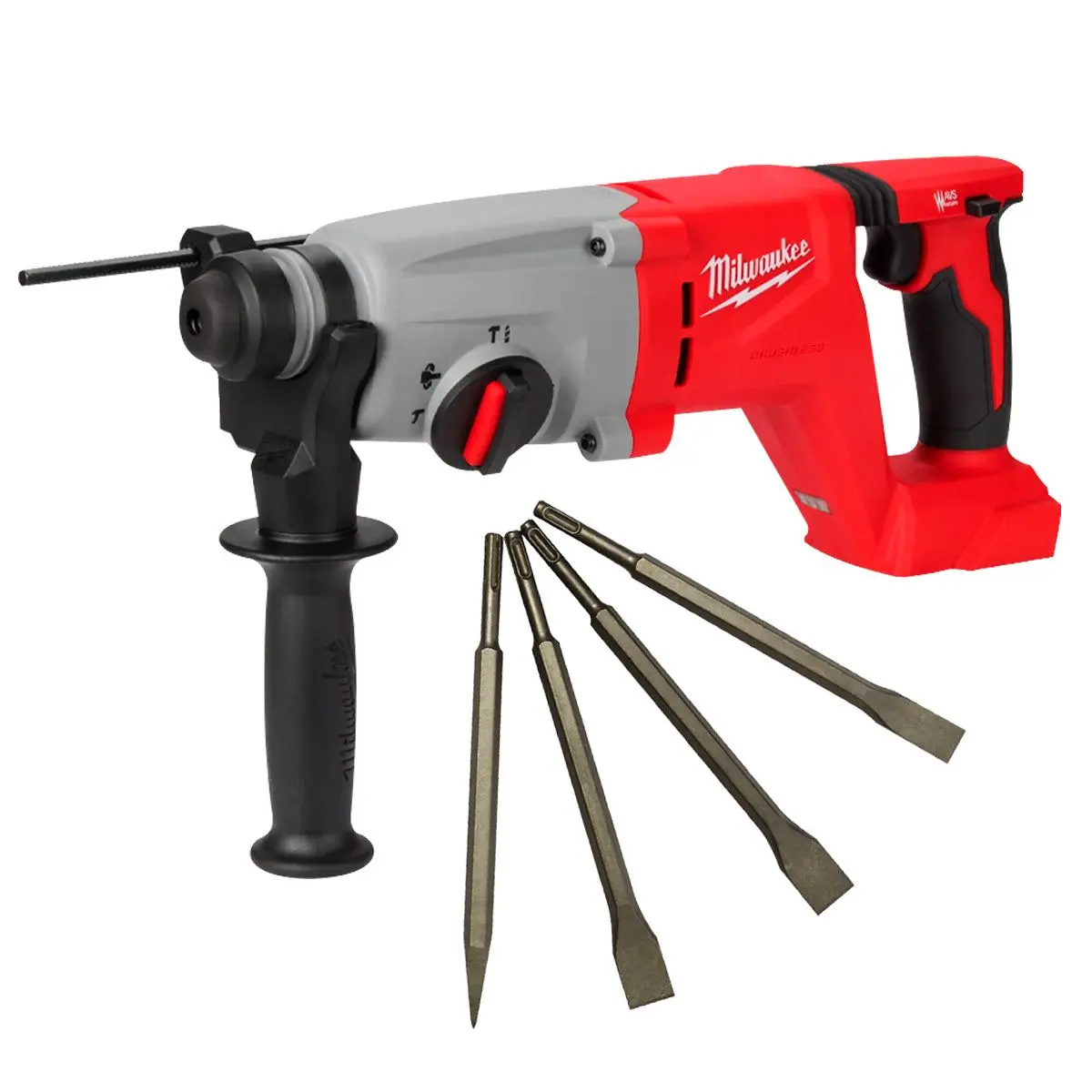 Milwaukee M18blhacd26-0 18V Brushless Sds+ D-Handle Rotary Hammer Drill With Chisel Set 4 Piece 1