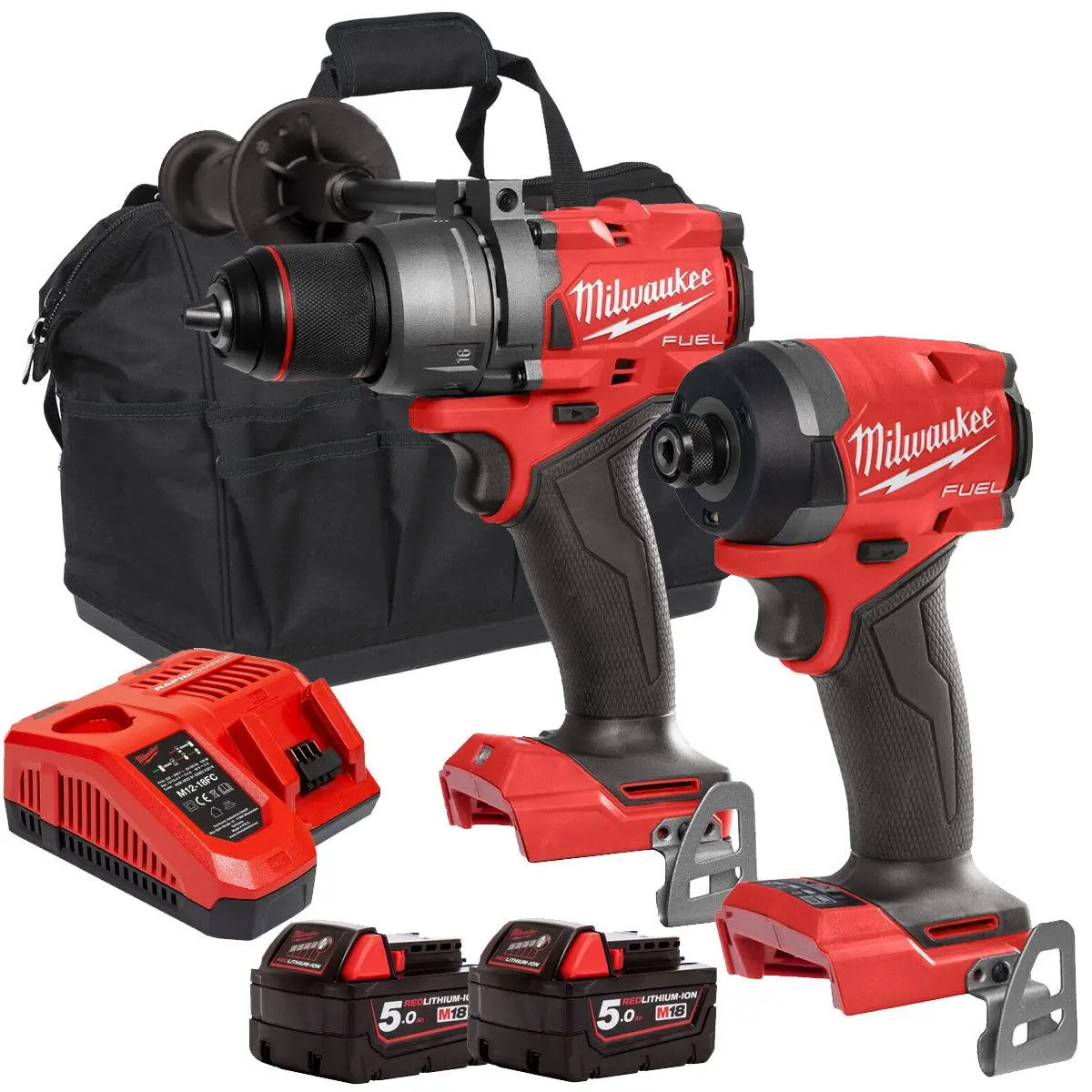 Milwaukee 18V Brushless Twin Pack Impact Driver + Combi Drill With 2 X 5.0Ah Battery T4tkit-16181 1