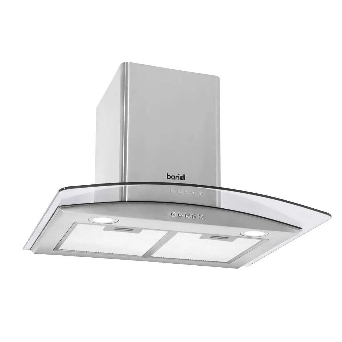 Sealey Dh128 Baridi Curved Glass Cooker Hood With Carbon Filters & Led Lights 60Cm Stainless Steel 1