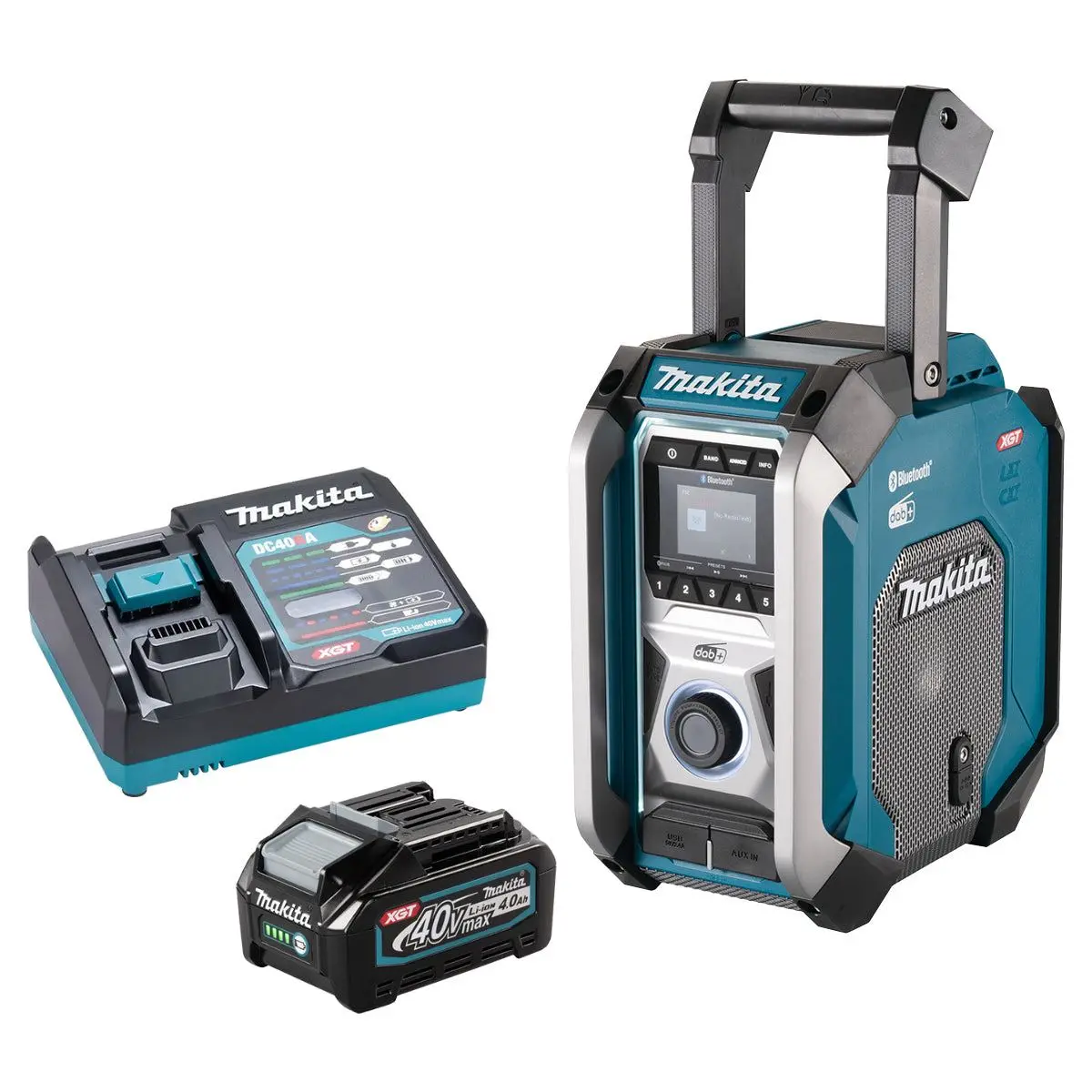 Makita Mr007gz 40V Xgt Dab/Dab+ Job Site Radio With Bluetooth With 1 X 4.0Ah Battery & Charger 1