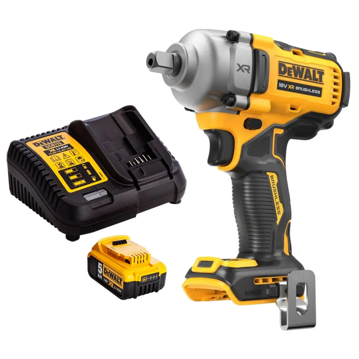 Dewalt Dcf892n 18V Brushless 1/2" Compact High Torque Wrench With 1 X 5.0Ah Battery & Charger 1