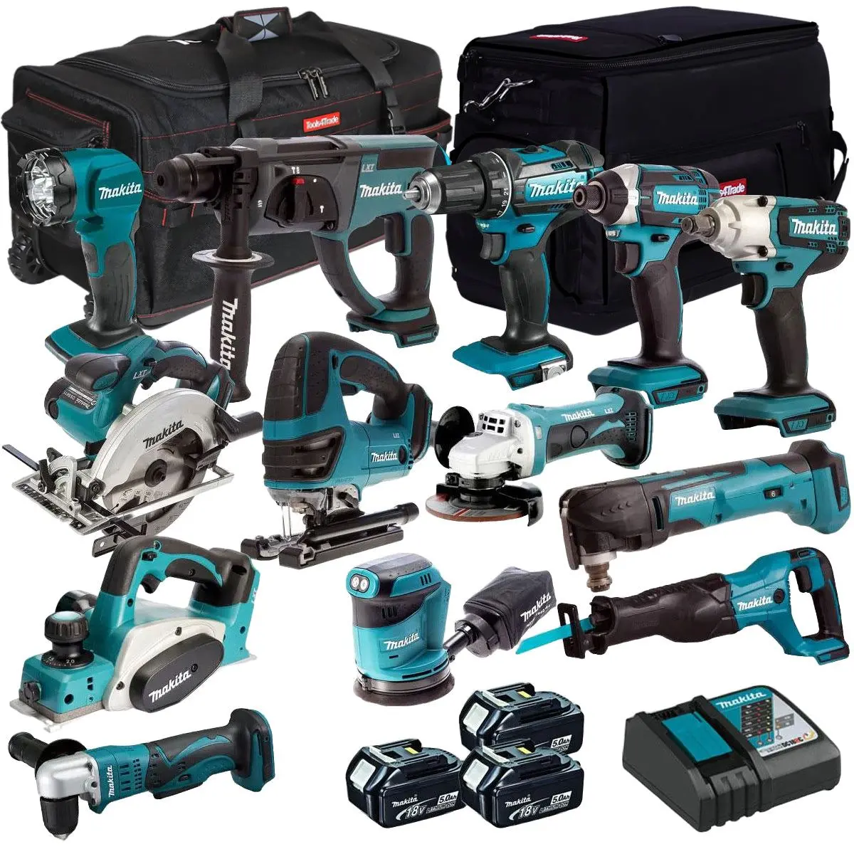 Makita 13 Piece Power Tool Kit 18V Lxt 3 X 5.0Ah Battery & Charger T4tkit-256 1