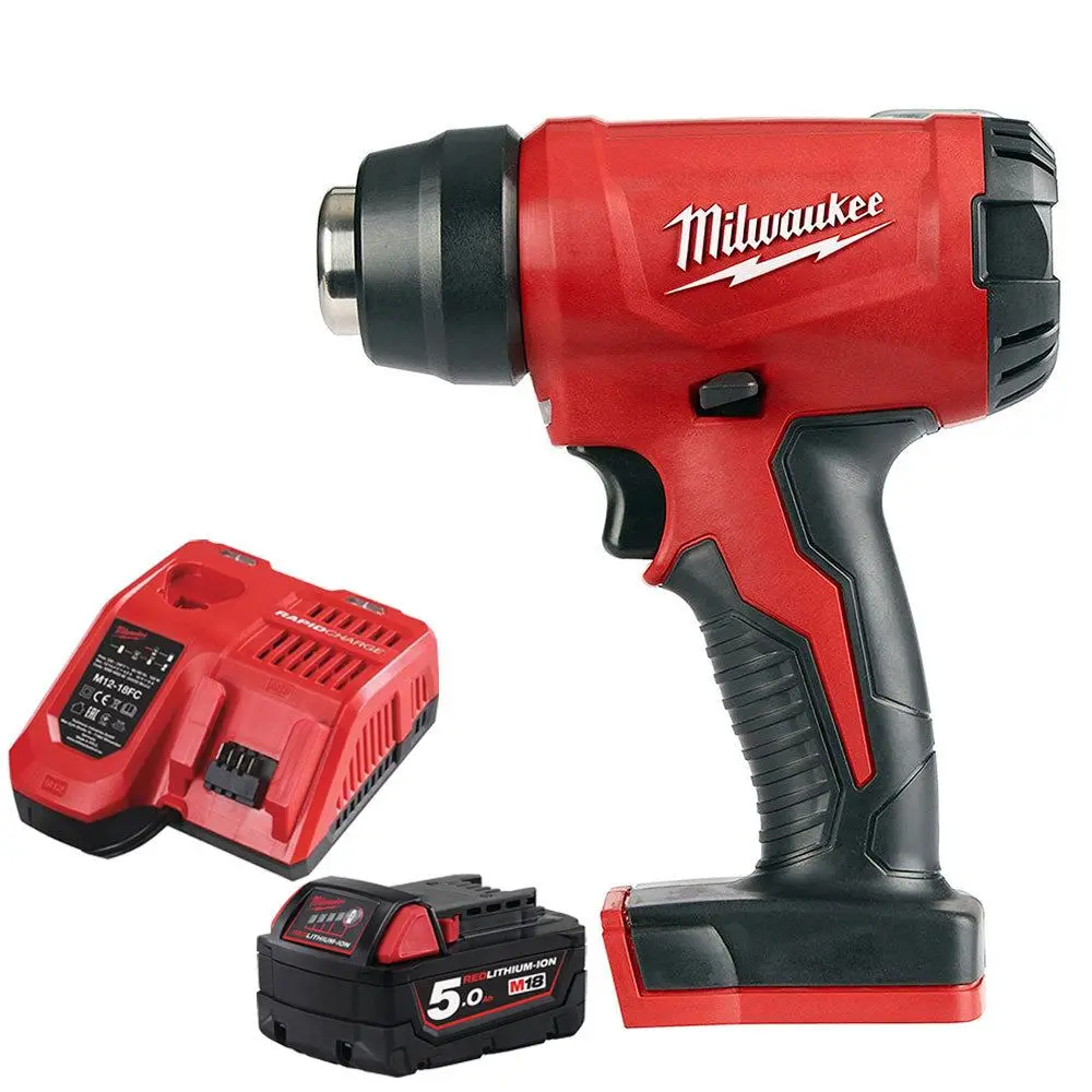 Milwaukee M18bhg-0 18V Cordless Compact Heat Gun With 1 X 5.0Ah Battery & Fast Charger 1