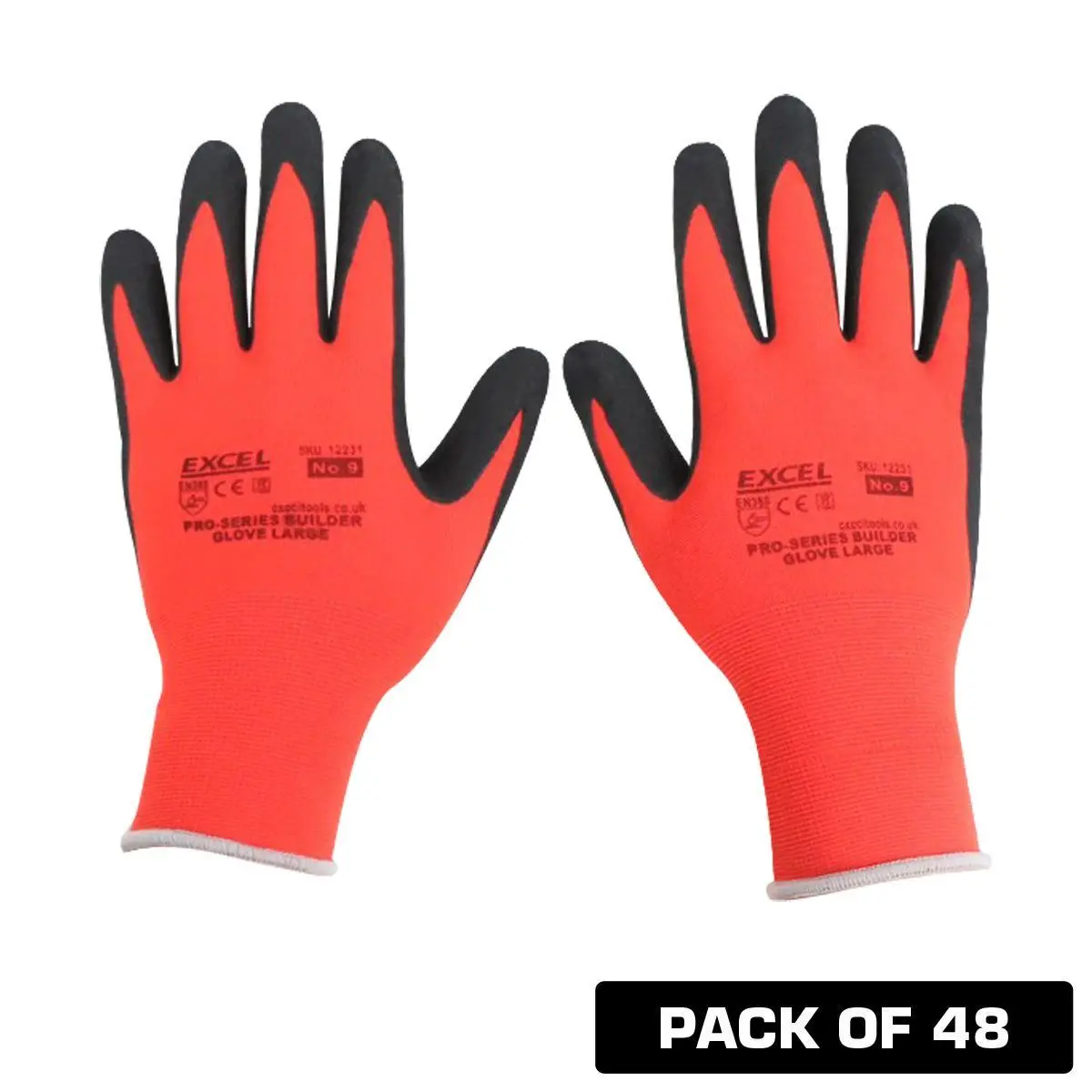 Excel Pro-Series Builder Gloves Red & Black Size Xl Pack Of 48 1