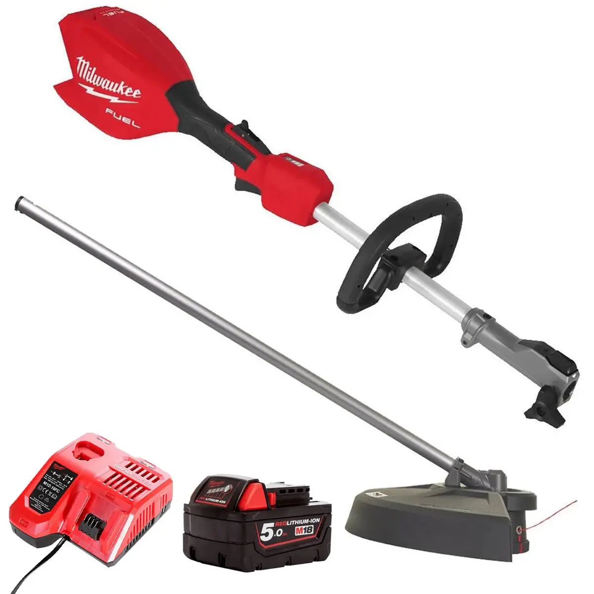 Milwaukee M18fophltkit2-0 18V Brushless Powerhead Grass Trimmer Attachment With 1 X 5.0Ah Battery & Charger 1