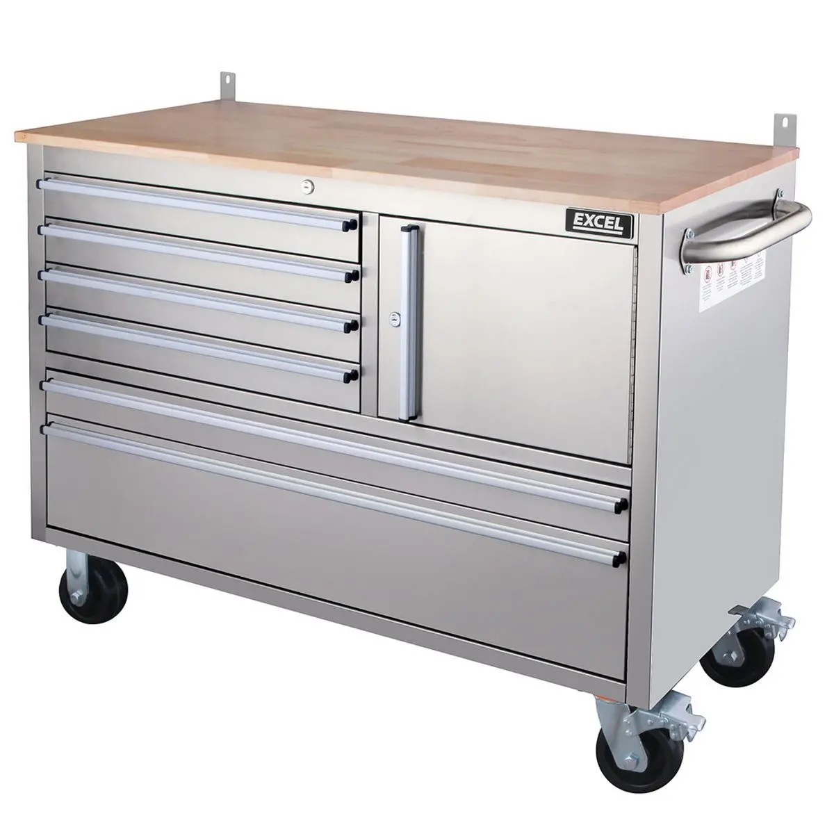 Excel 48" 6 Drawer 1 Door Stainless Steel Tool Chest Cabinet 1