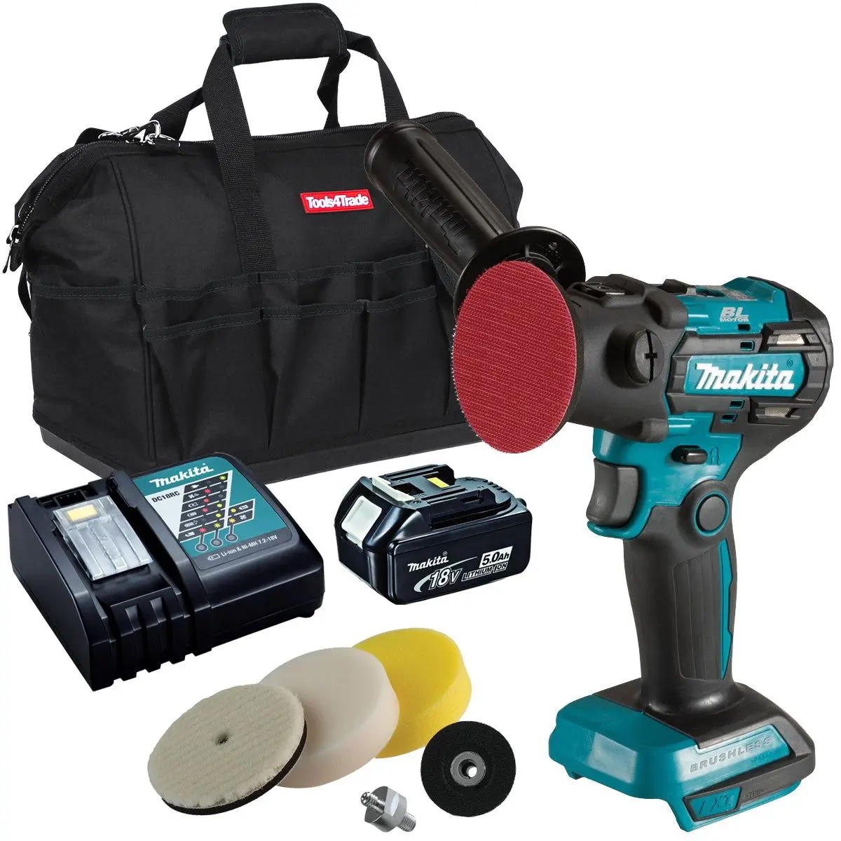 Makita Dpv300z 18V Lxt Brushless Sander / Polisher With 1 X 5.0Ah Battery Charger & Bag 1