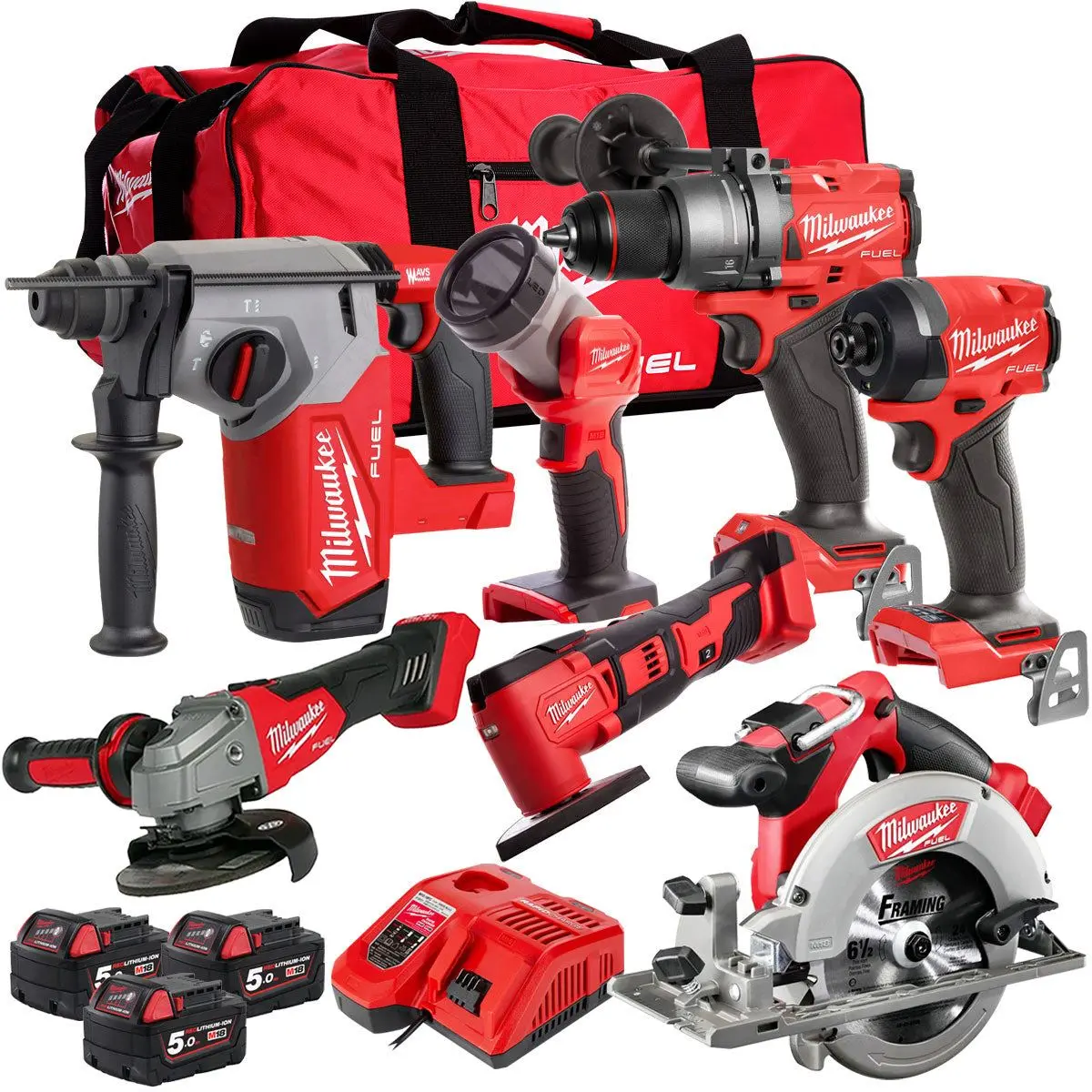 Milwaukee M18fpp7t-503B 18V 7 Piece Power Pack Tool Kit With 3 X 5.0Ah Batteries & Charger 1