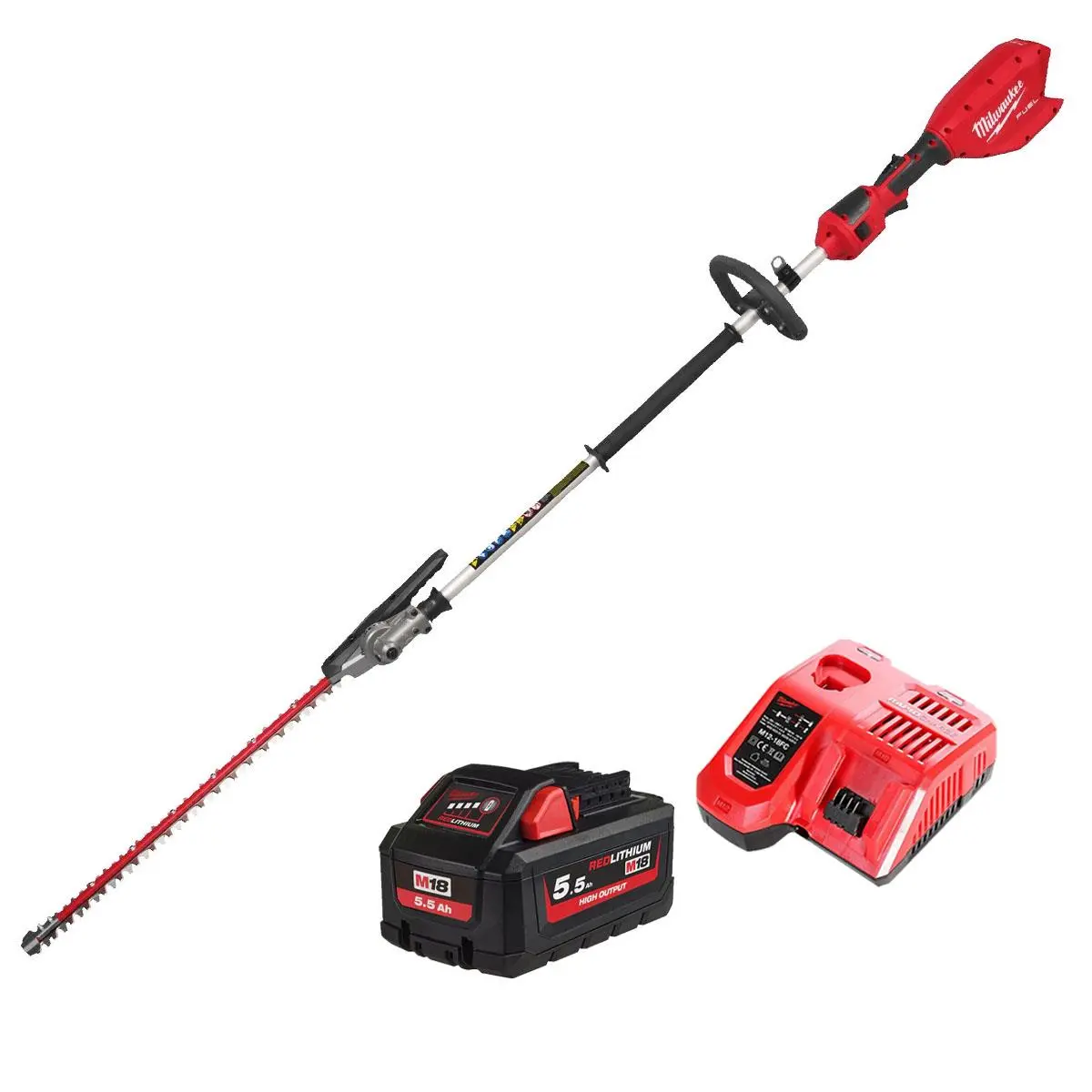 Milwaukee M18fhete22-0 M18 18V Brushless Pole Hedge Trimmer With 1 X 5.5Ah Battery & Charger 1