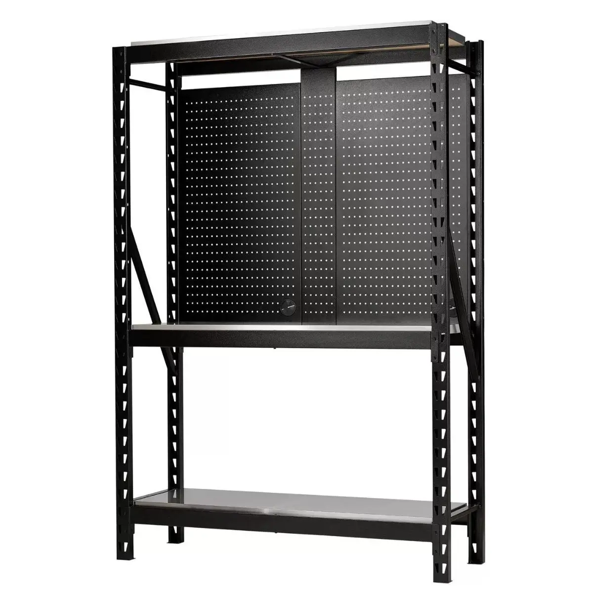 Draper Ms400-54-17Pc S Bunker Modular 3 Tier Racking With Stainless Steel Shelving & Pegboards 1500Mm 27922 1