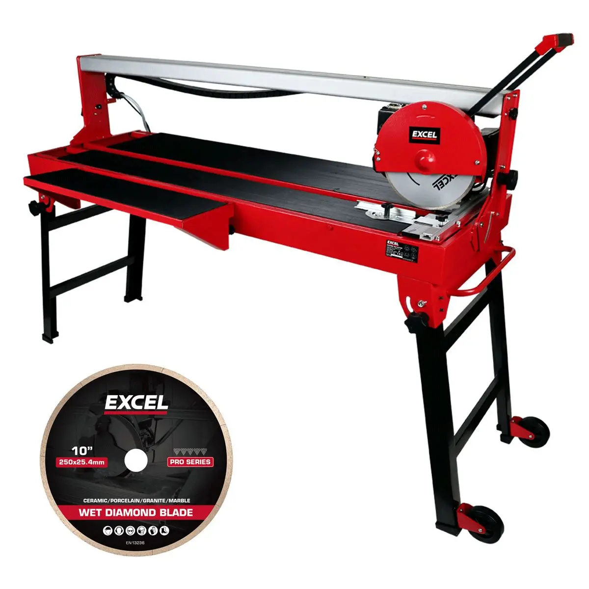 Excel 1250Mm Wet Tile Cutter Bridge Saw 240V/1200W With Continuous Rim Tile Saw Blade 1