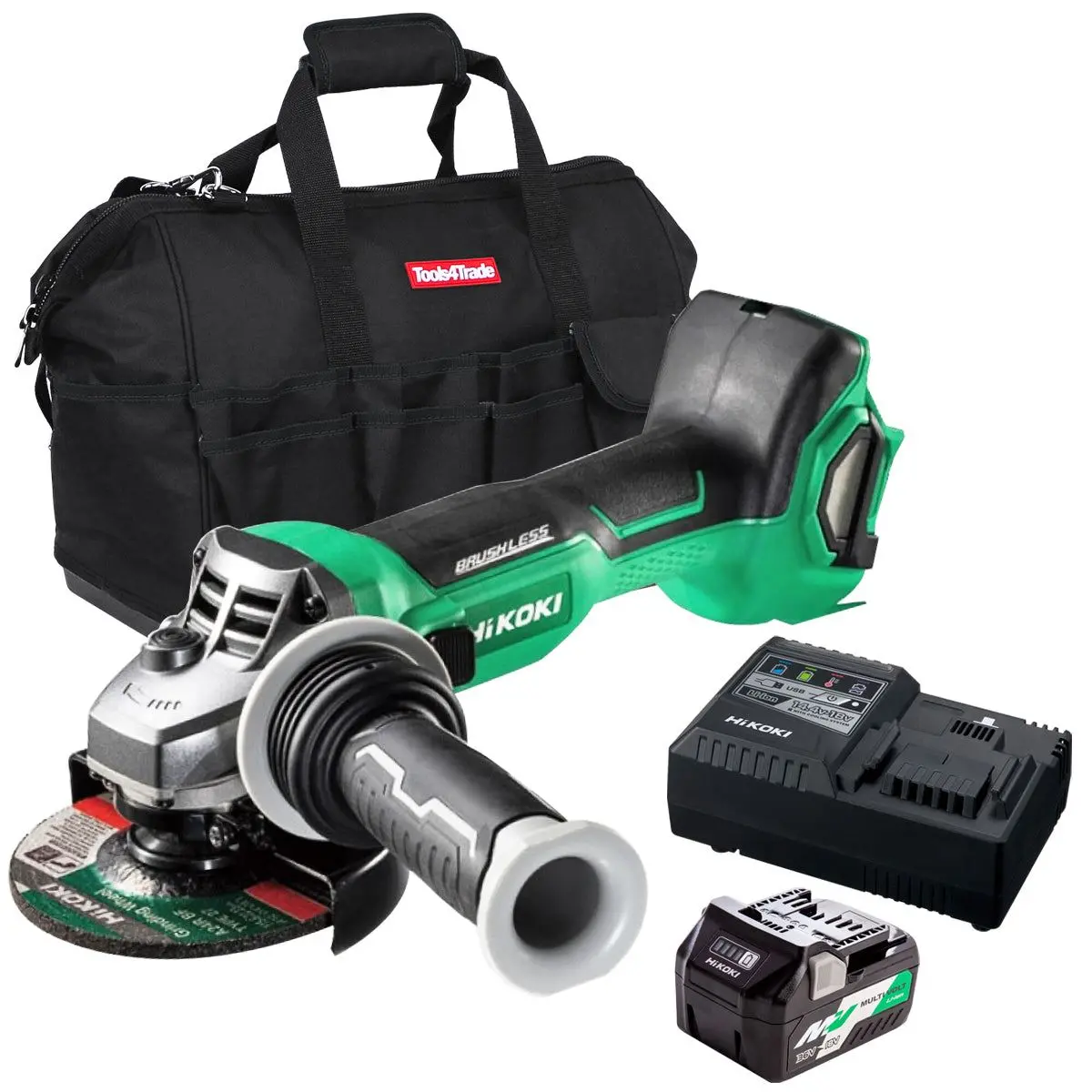 Hikoki G1812daw4z 18V Brushless 115Mm Angle Grinder With 1 X 2.5Ah/5.0Ah Battery Charger & Bag 1