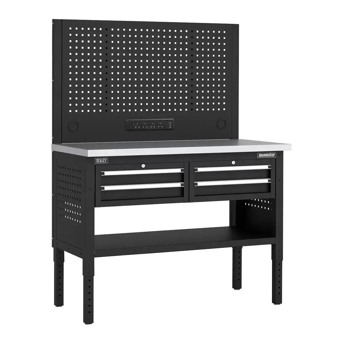 Sealey Apmwb50combo2ss Superline Pro Modular Workbench With 4 Drawers Stainless Steel Worktop 1265Mm 1
