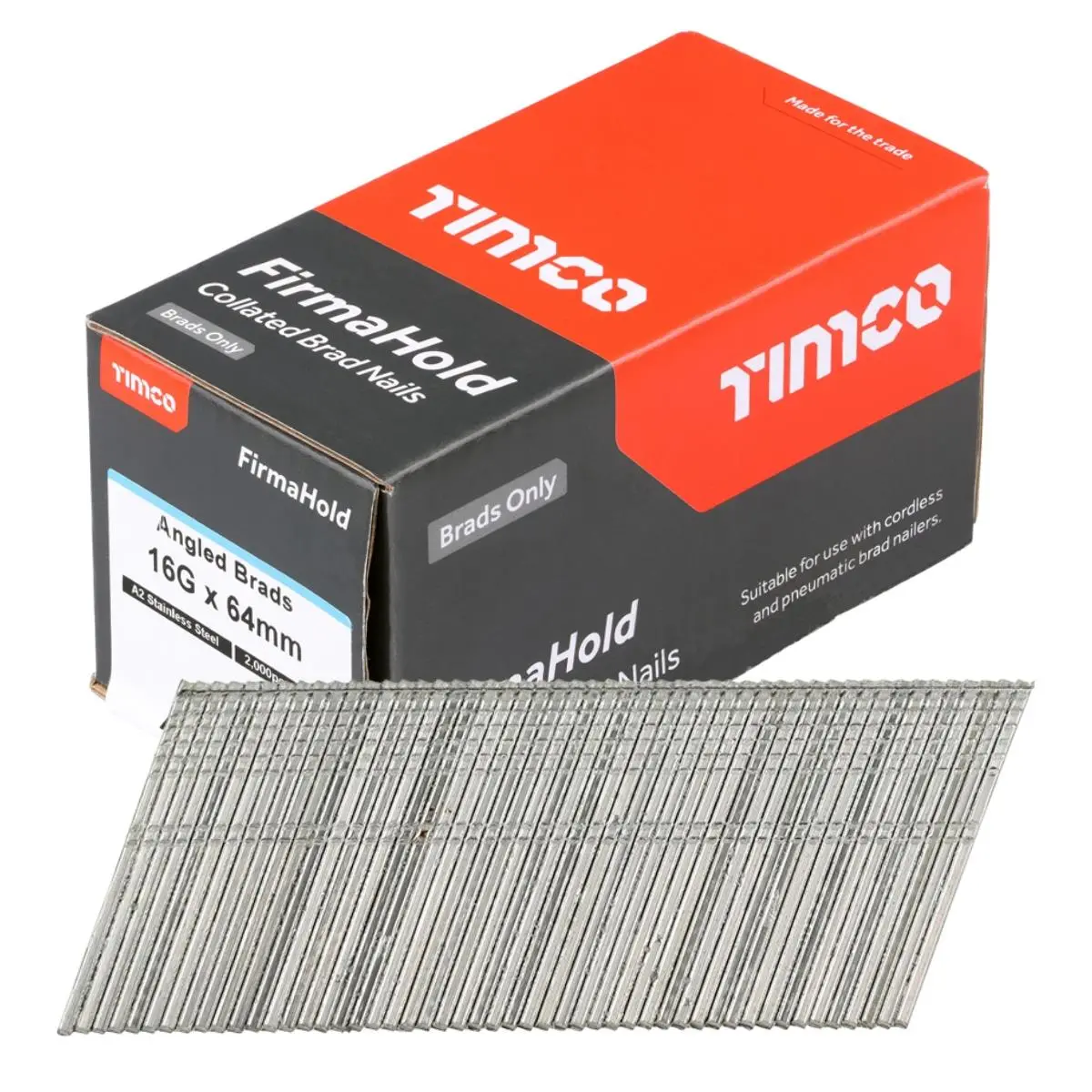 Firmahold 64Mm A2 Stainless Steel 16 Gauge 2000 Angled Collated Brad Nails Abss1664 1