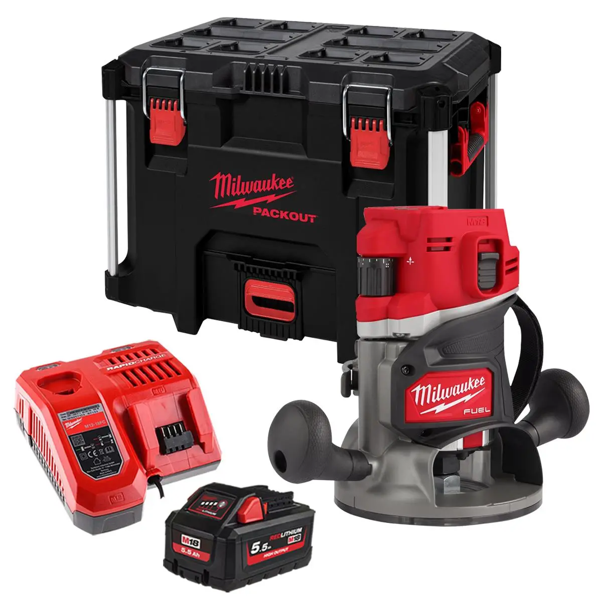 Milwaukee M18fr12kit 18V Fuel Brushless 1/2" Router Cutter With 1 X 5.5Ah Battery Charger In Case 1
