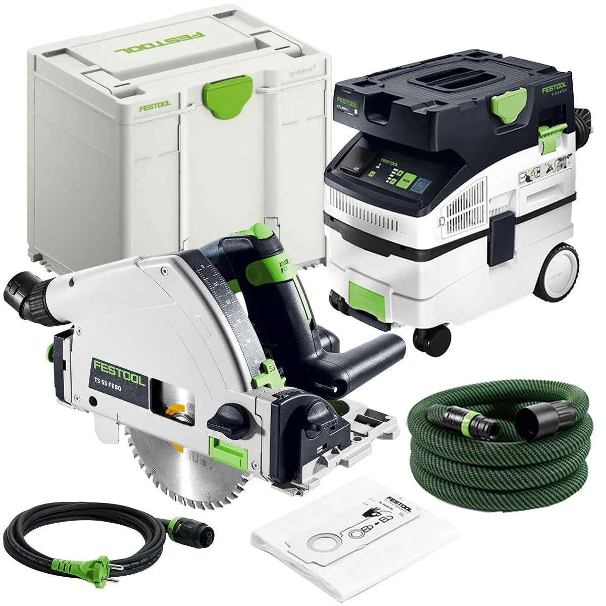 Festool Ts 55 Febq-Plus 230V Gb 160Mm Circular Plunge-Cut Saw - 576706 With Mobile Dust Extractor 578321 1