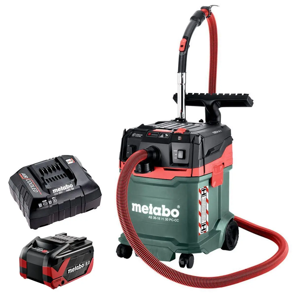 Metabo As 36-18 H 30 Pc-Cc 18V H-Class Vacuum Cleaner With 1 X 8.0Ah Battery & Charger 1