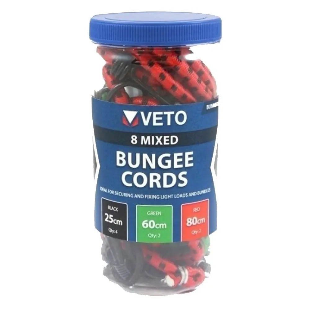 Timco Veto Standard Mixed Set Of Bungee Cords 8 Piece (8/Tube) Bunmix8 1