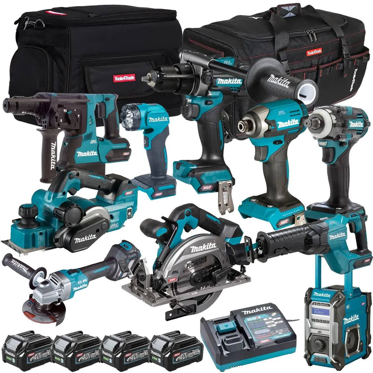 Makita 40V Xgt 10 Piece Brushless Power Tool Kit With 4 X 2.5Ah Battery T4tkit-16040 1