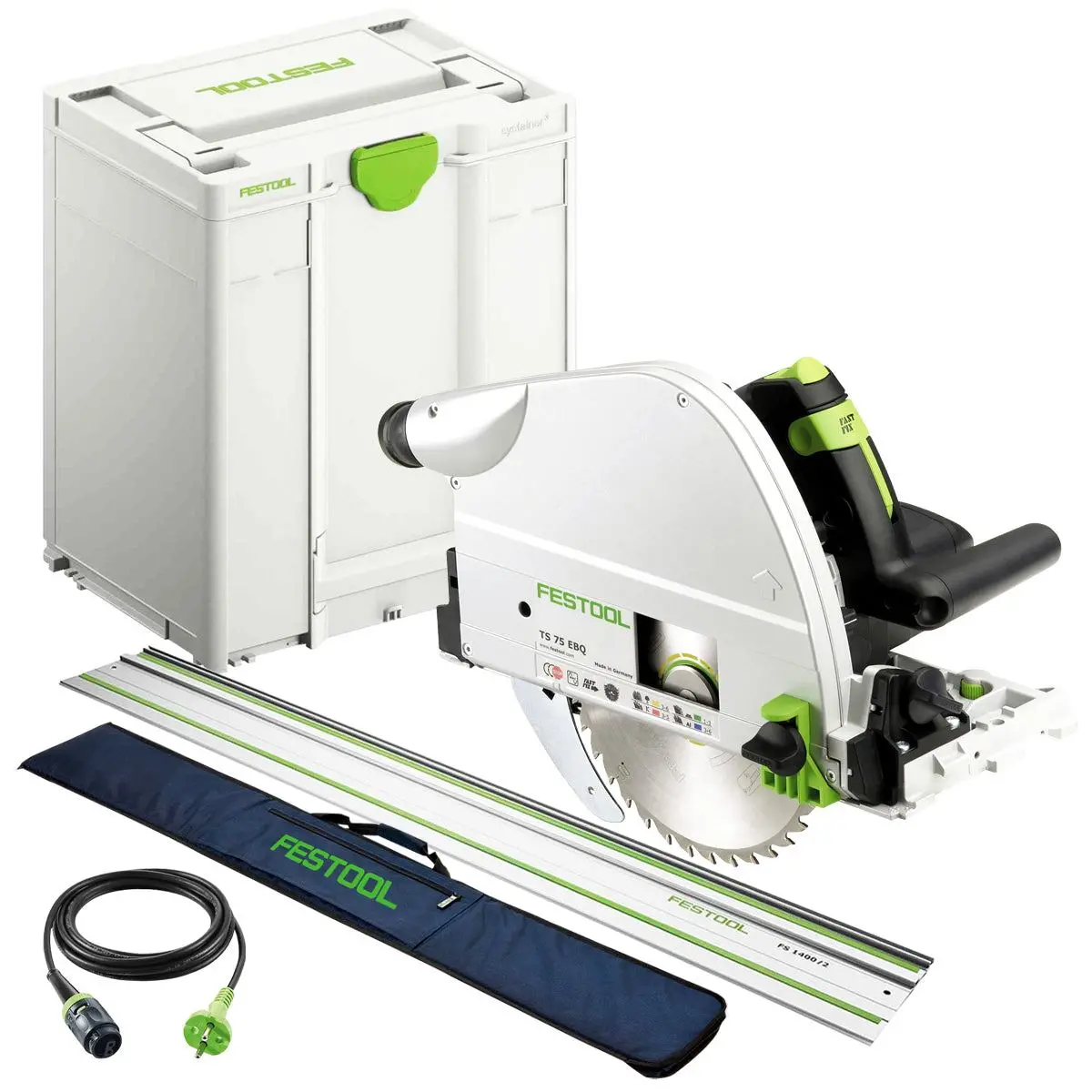 Festool Ts 75 Ebq-Plus 230V Gb Circular Plunge Cut Saw - 576114 With 1 X Guide Rail Fs 1400/2 & Bag 1