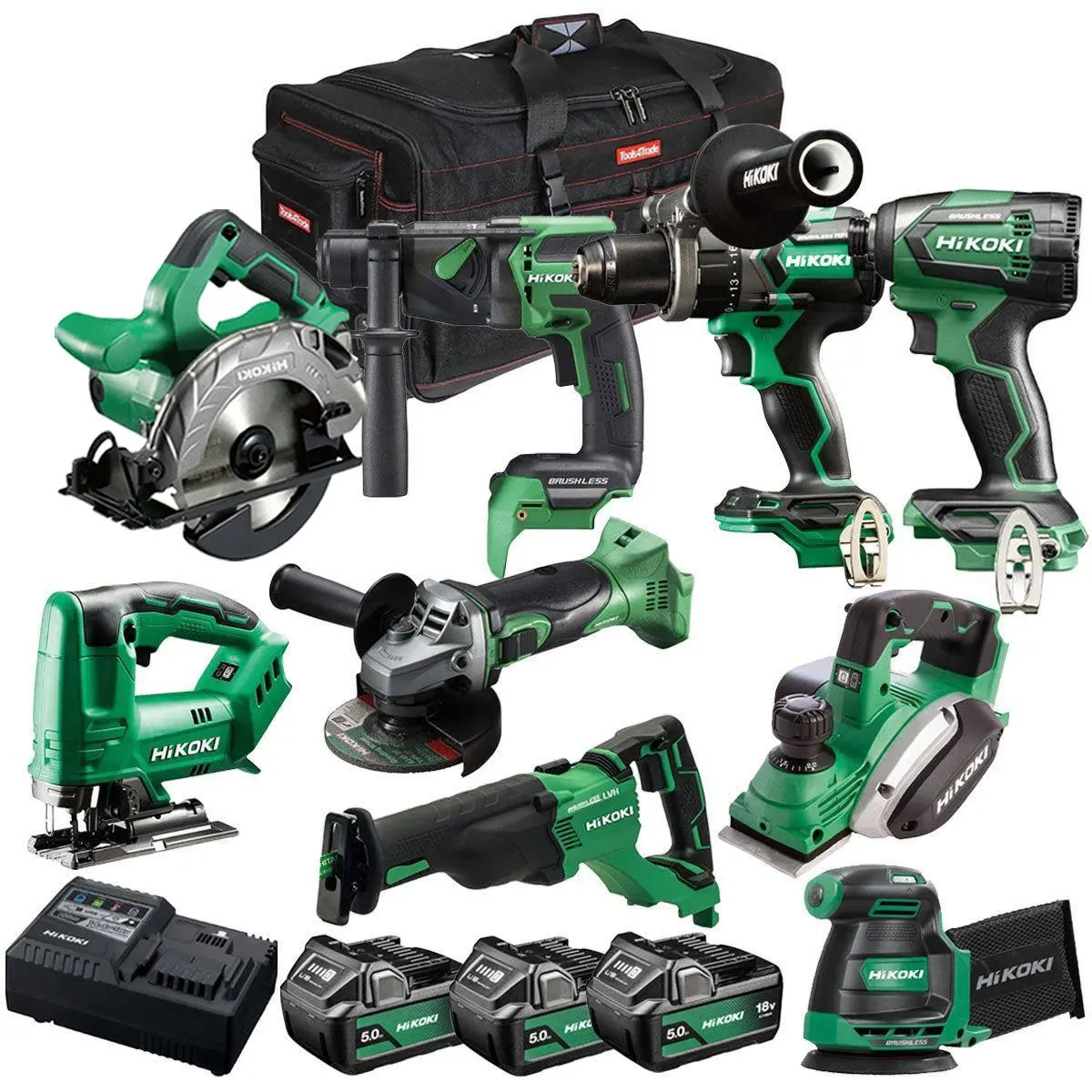 Hikoki 18V 9 Piece Power Tool Combo Kit With 3 X 5.0Ah Battery & Charger T4tkit-27296 1