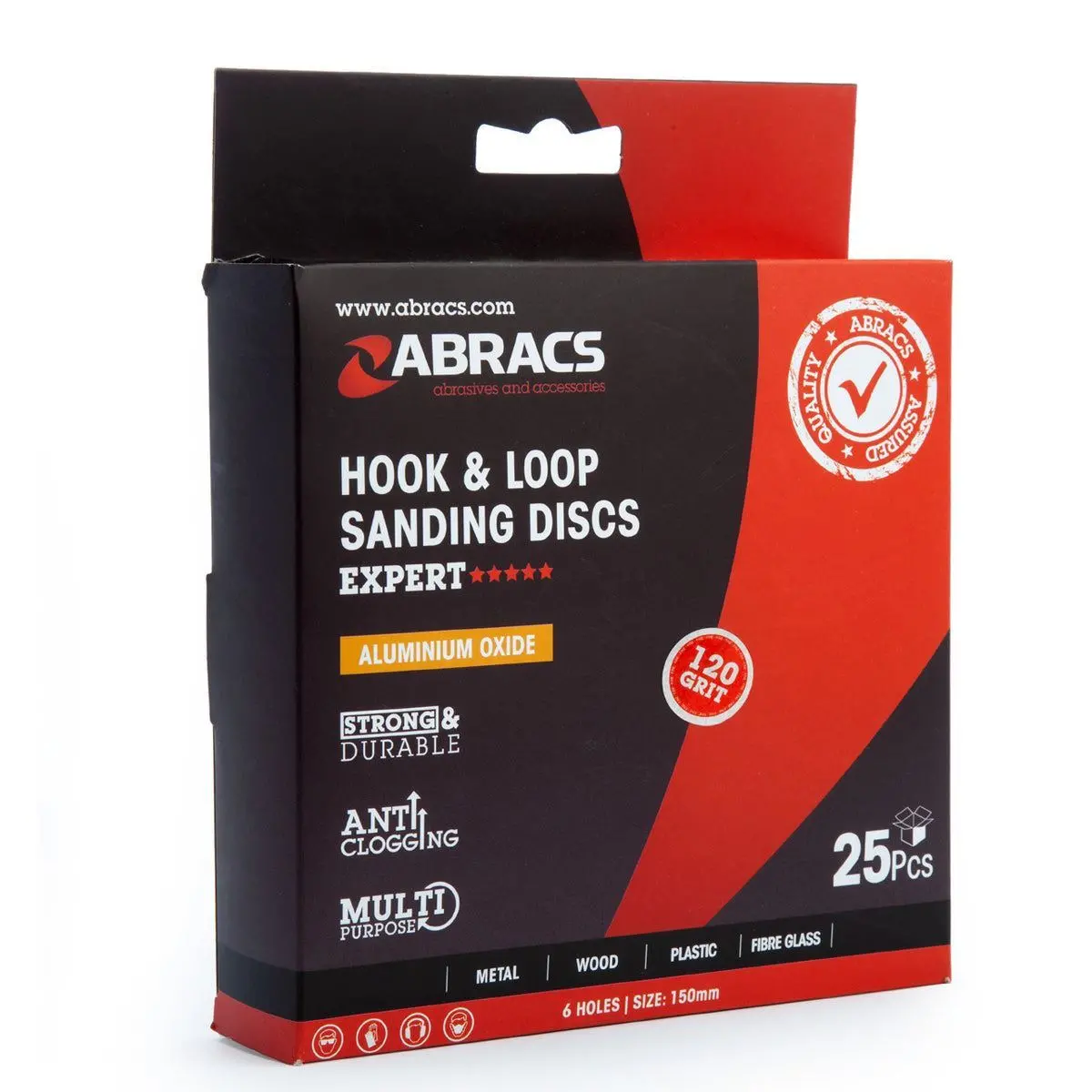 Abracs 150Mm 6 Hole Hook & Loop Sanding Discs 120G Pack Of 25 Abhl8150120 1