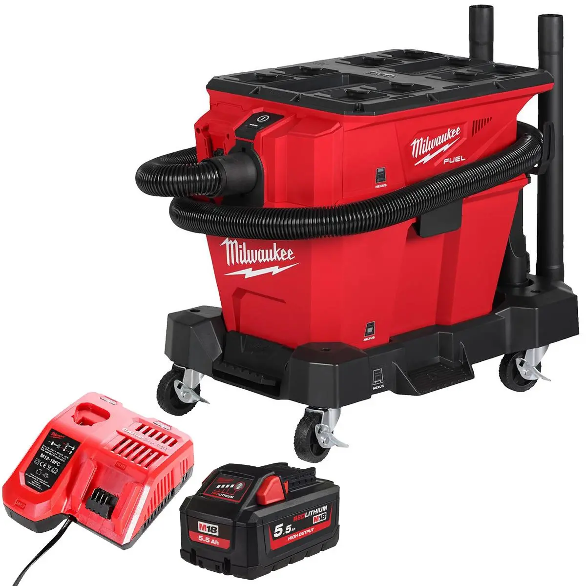 Milwaukee M18fvc23l-0 18V Brushless Wet & Dry Vacuum Cleaner With 1 X 5.5Ah Battery & Charger 1