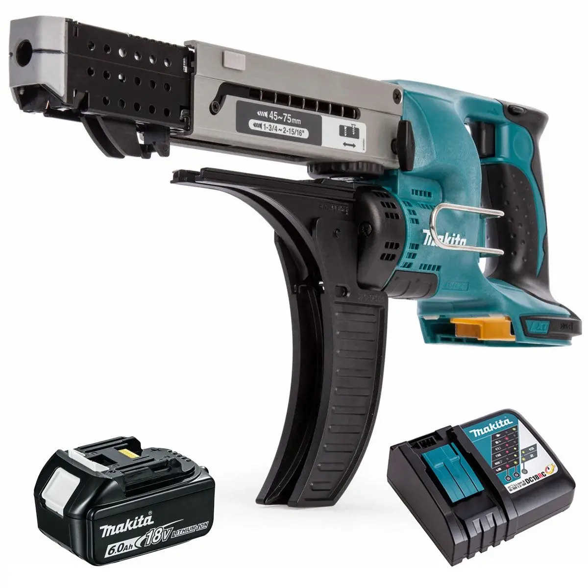Makita Dfr750z 18V Lxt Auto Feed Screwdriver With 1 X 6.0Ah Battery & Charger 1