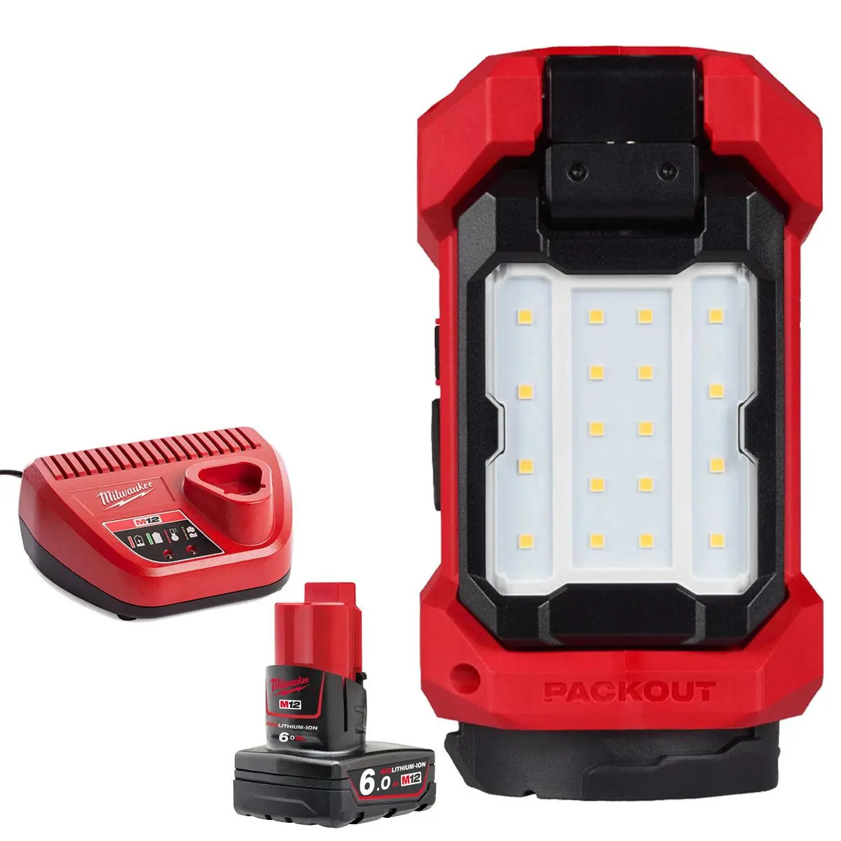 Milwaukee M12alip-0 12V Single Cleat Packout Task Light With 1 X 6.0Ah Battery & Charger 1