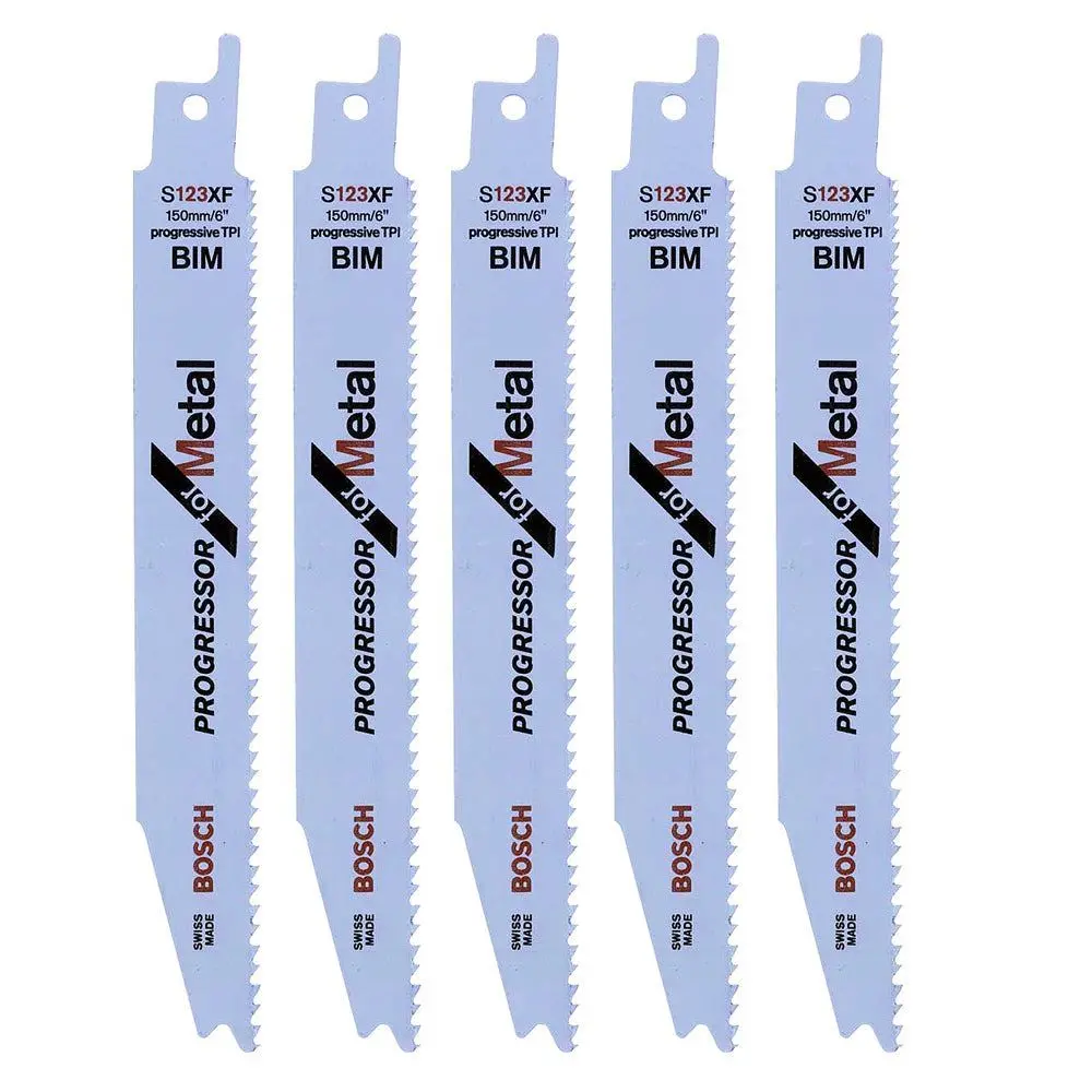 Bosch S123xf Reciprocating Saw Blades For Metal Long Life Fast Cut Pack Of 5 - 2608654402 1