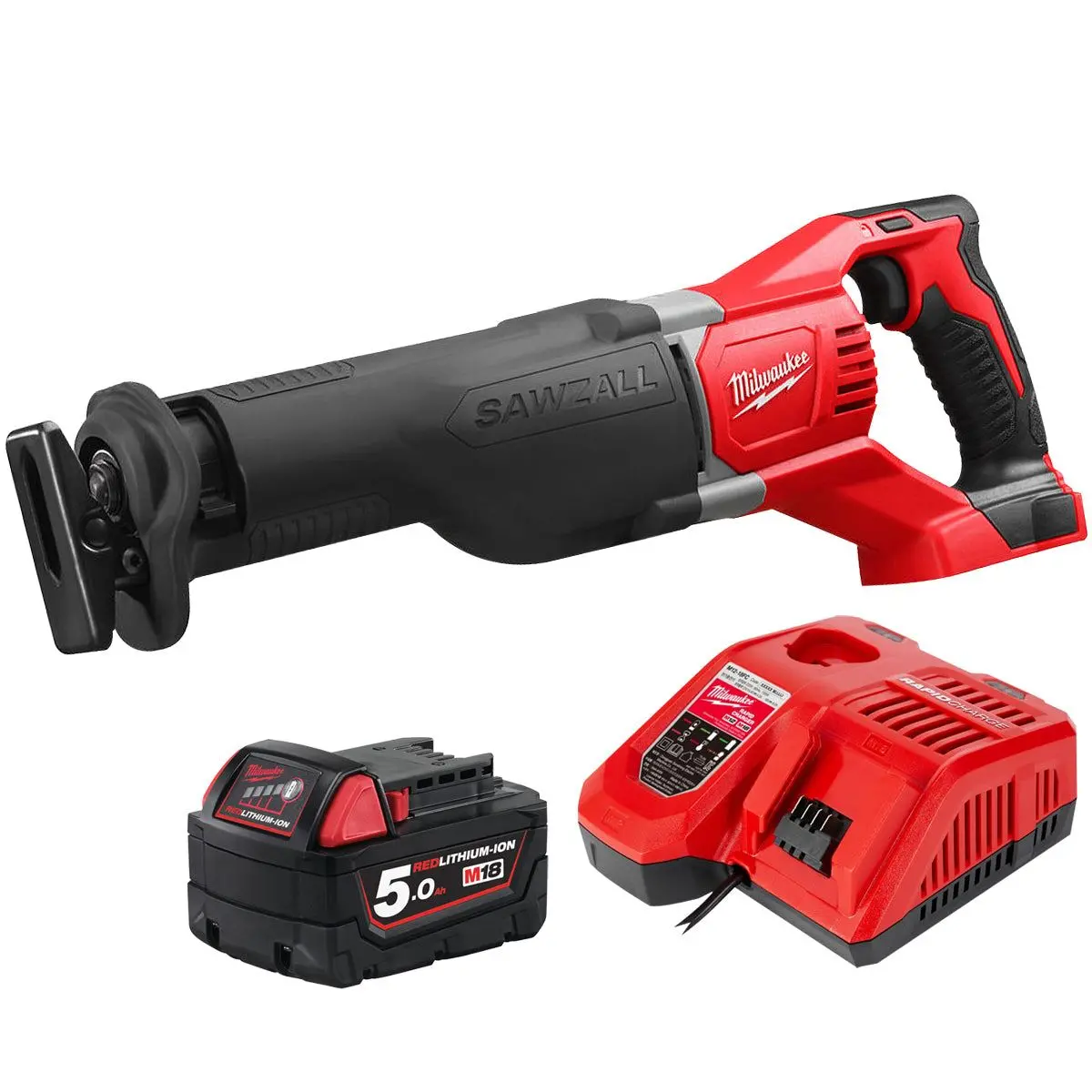 Milwaukee M18bsx-0 18V Heavy Duty Sawzall Reciprocating Saw With 1 X 5.0Ah Battery & Charger 1