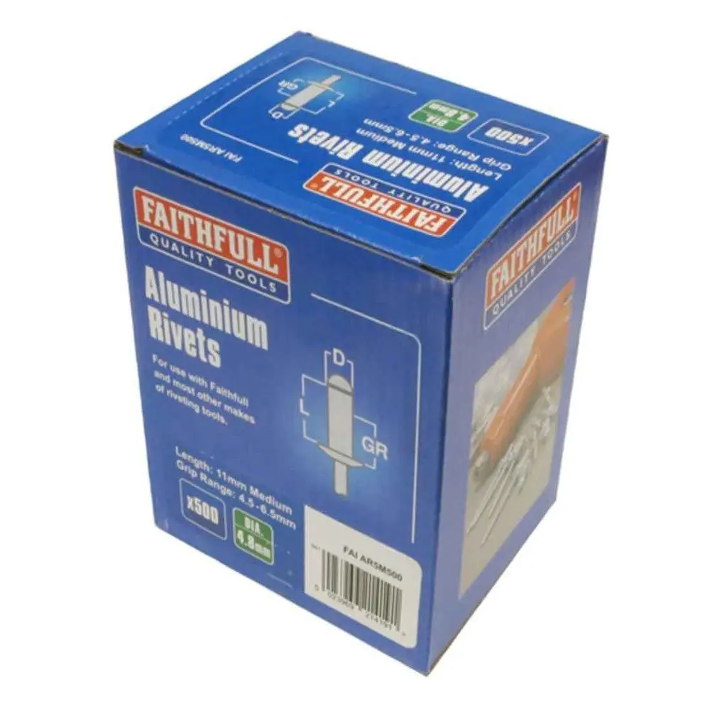 Faithfull Aluminium Rivets 5Mm Medium (Pack Of 500) Faiar5m500 1