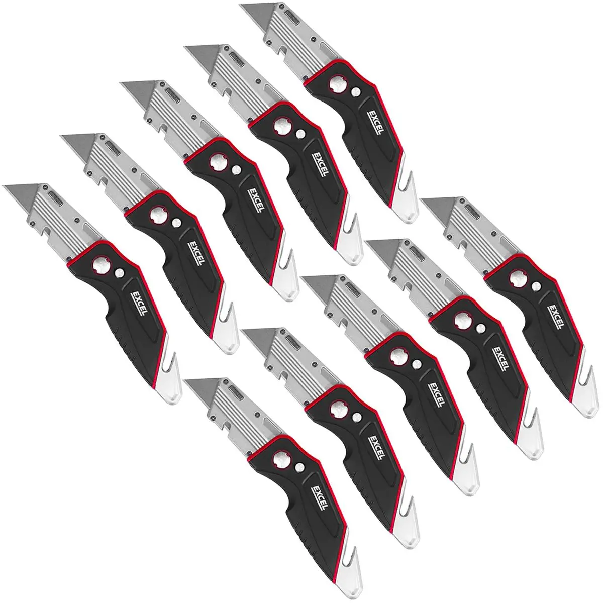 Excel Folding Utility Knife With 5 Blades Pack Of 10 1