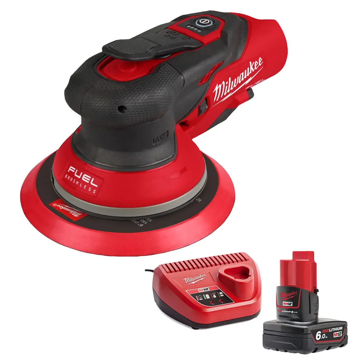 Milwaukee M12fros5-0 12V Fuel Brushless 150Mm Random Orbit Sander With 1 X 6.0Ah Battery & Charger 1